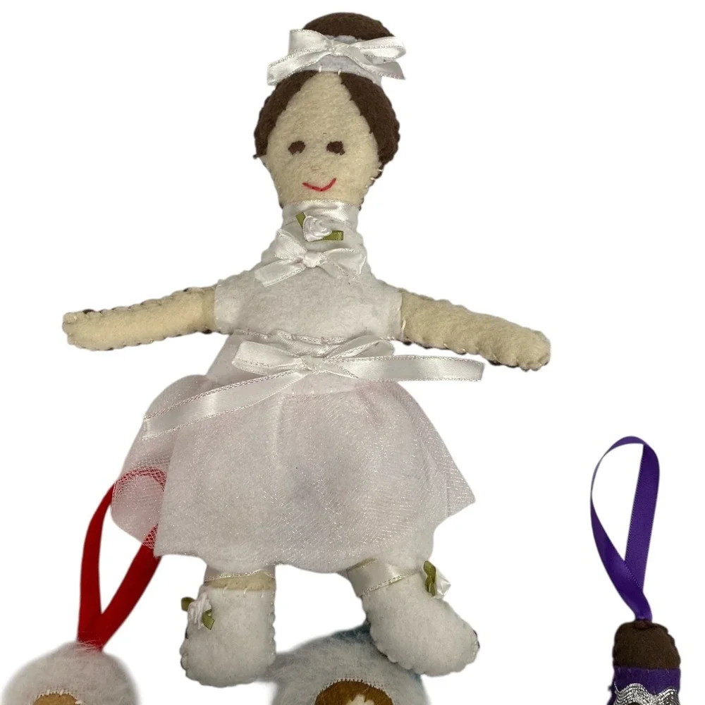 Handmade Nutcracker‎ Ballet Felt Christmas Ornaments Set of 5 Ballerina Soldier
